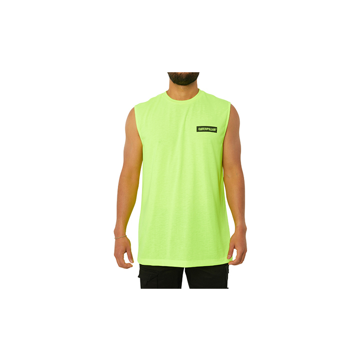 Caterpillar Icon Muscle - Mens Tank - Yellow - NZ (358LMJWKN)